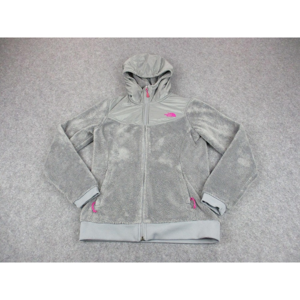 North Face Jacket Womens Small Gray Hooded Fleece Sherpa Lined Fuzzy Coat